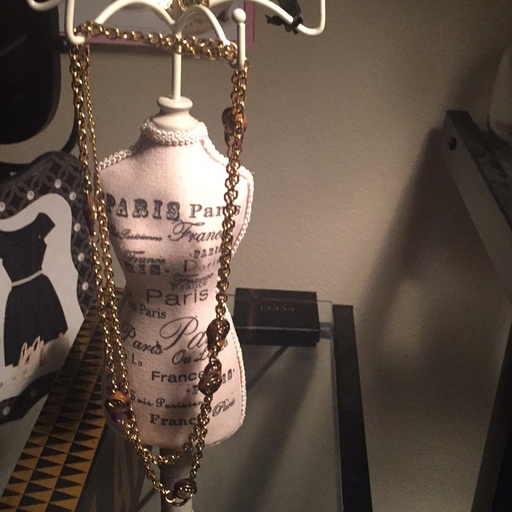 Authentic MK Gold Long Necklace and Earrings Set - Picture 3 of 3